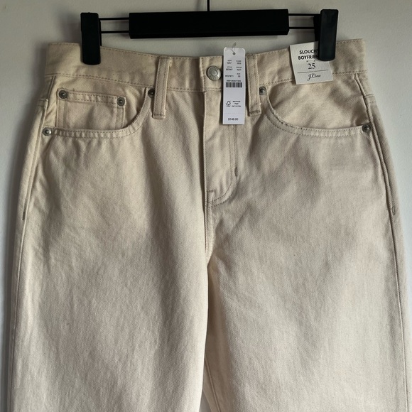 NWT J Crew Slouchy Boyfriend Jean Size 25 in Cream Off-White Denim $148 BD367 - Picture 3 of 12
